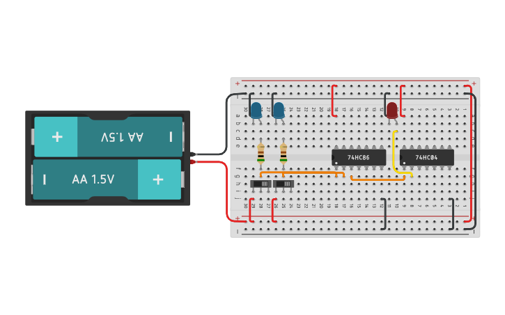 7486 Layout Circuit design 7486-7404 - Tinkercad