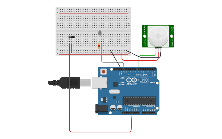 Circuit design Arduino 5: sensor PIR | Tinkercad