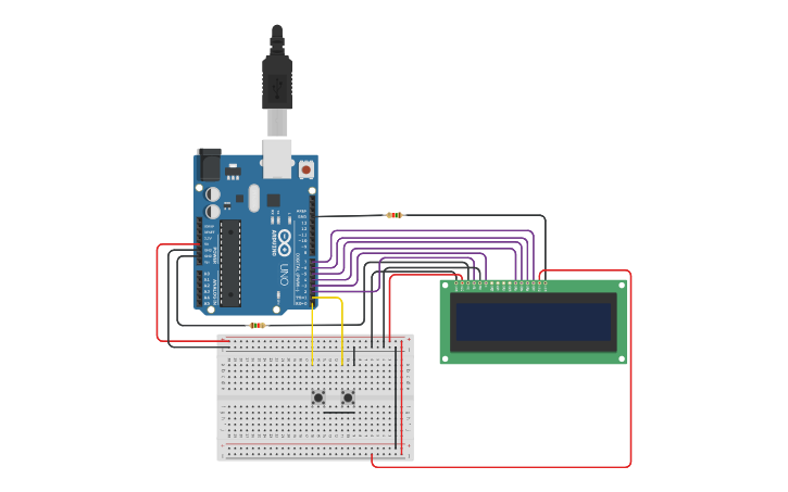 Circuit design Arduino Clock Without RTC Real Time Clock Module on LCD ...