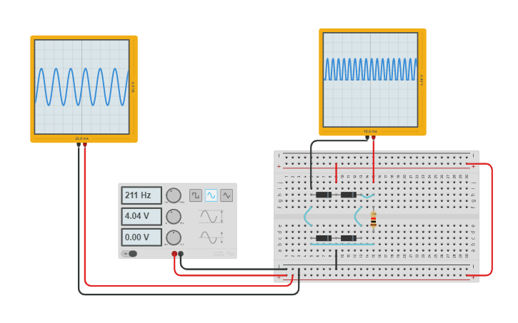 Circuit design Puente rectificador de onda completa - Tinkercad