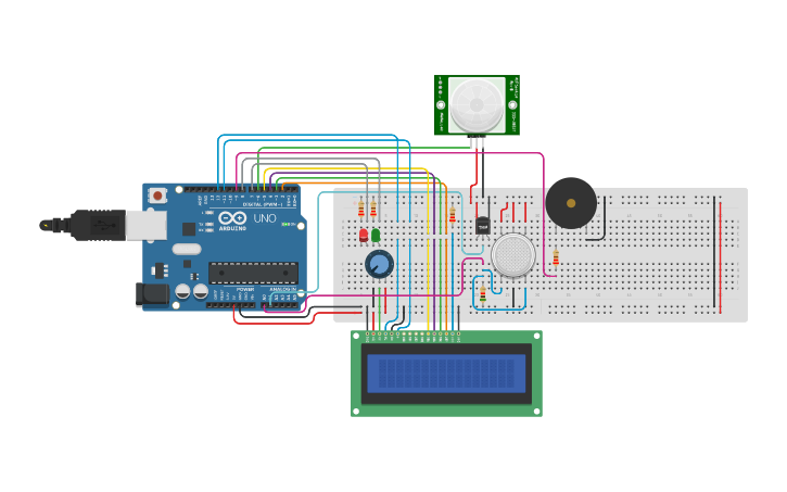 Circuit design Sensori di allarme - Tinkercad