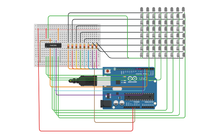 Circuit design 8x8 LED Matrix - Tinkercad