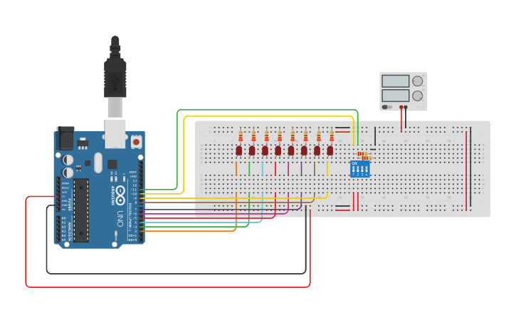 Circuit design leds secuencia Angel Andino - Tinkercad