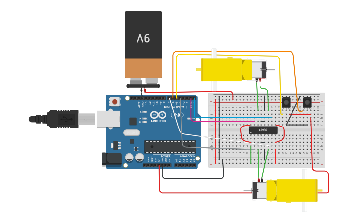 Circuit design line follower robot - Tinkercad