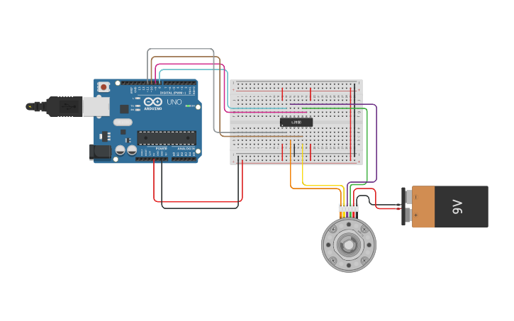 Circuit design Motor Stepper - Tinkercad
