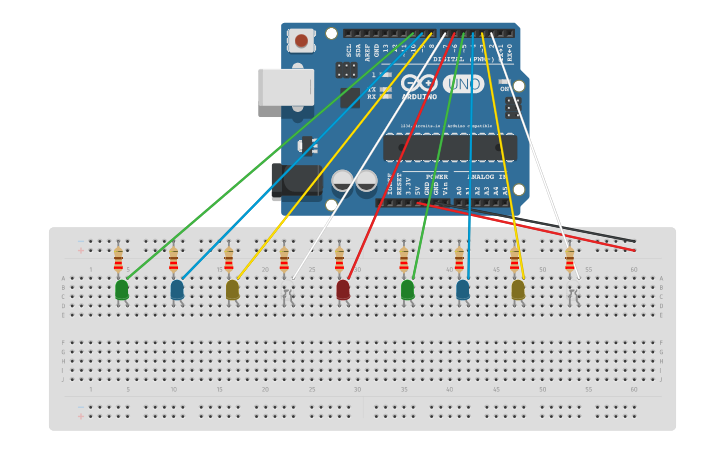 Circuit design Multiple LED - Tinkercad