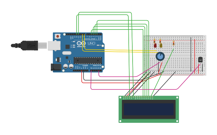 Circuit design Soil-moisture and temperature - Tinkercad