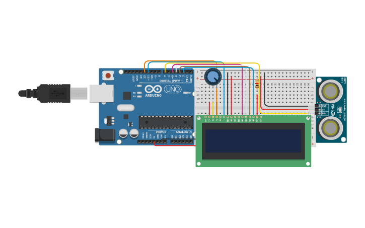 Circuit design Sensor Jarak - Tinkercad