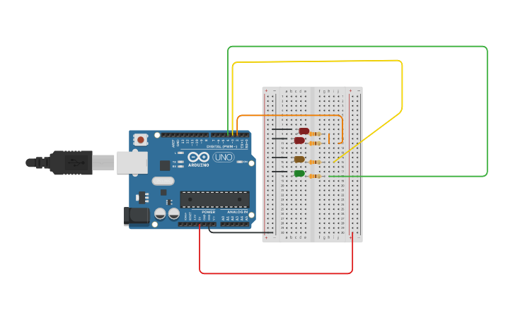 Circuit design Traffic light exercise 2.0 - Tinkercad