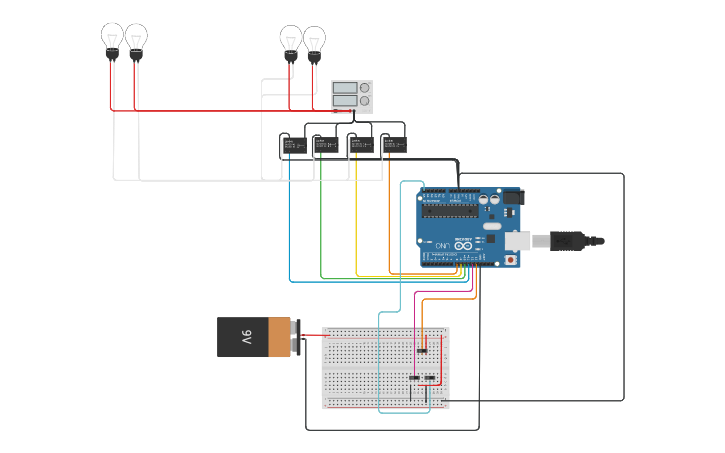 Circuit design RC car headlights - Tinkercad