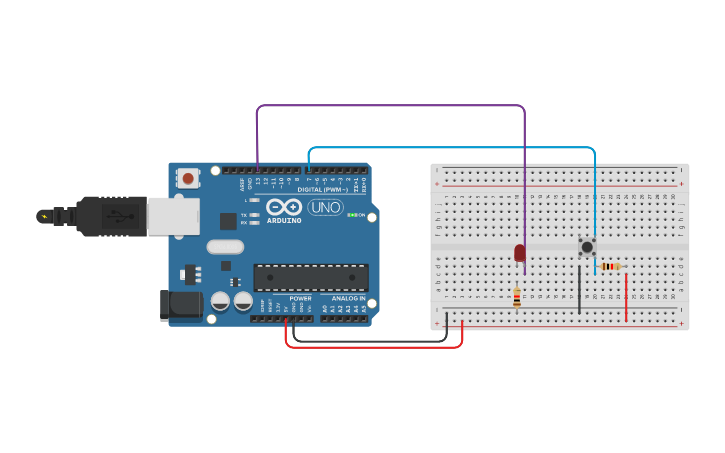 Circuit design encender y apagar el led con un boton - Tinkercad
