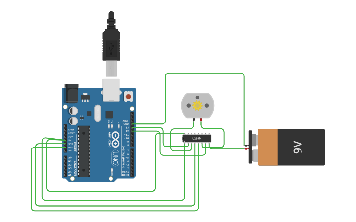 Circuit design DC motor - Tinkercad
