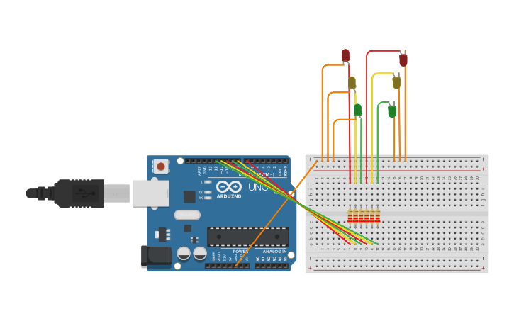 Circuit design practica de arduino en clase | Tinkercad