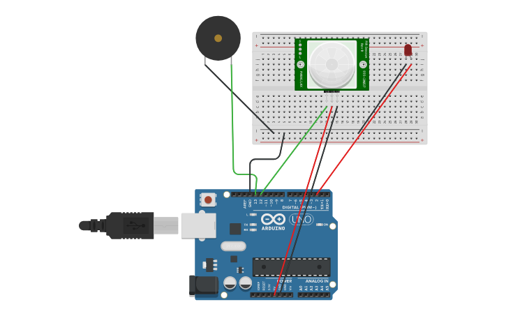 Circuit design PIR Motion Sensor | Tinkercad