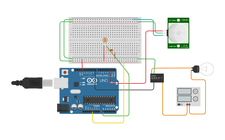 Circuit design Automatic Light System - Tinkercad