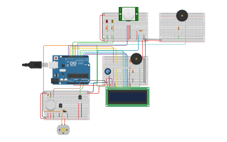 Circuit design Smart Fire Alarm System - Tinkercad