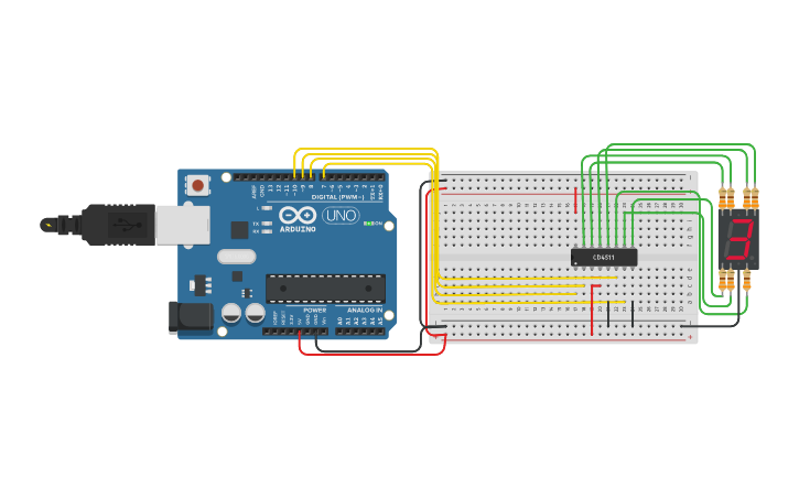 Circuit design 7 Segment - Tinkercad