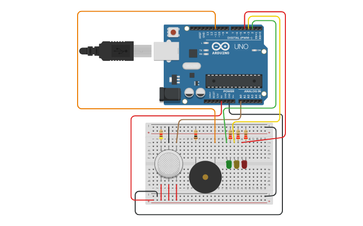 Circuit design Smoke Alarm | Tinkercad