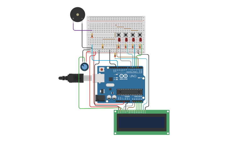 Circuit design Reaction Time Game - Tinkercad