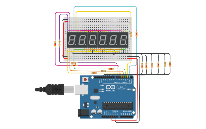 Circuit design reloj de 24 hrs - Tinkercad