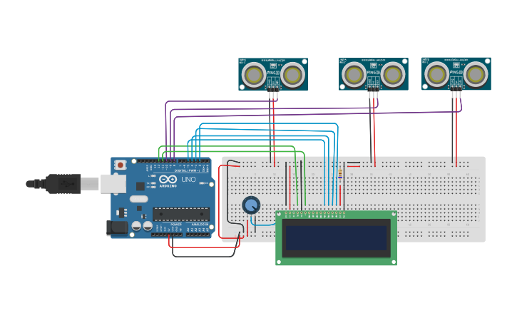 Circuit design Smart Parking System - Tinkercad