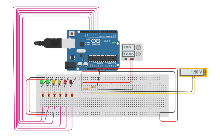 Circuit design indicador de bateria - Tinkercad