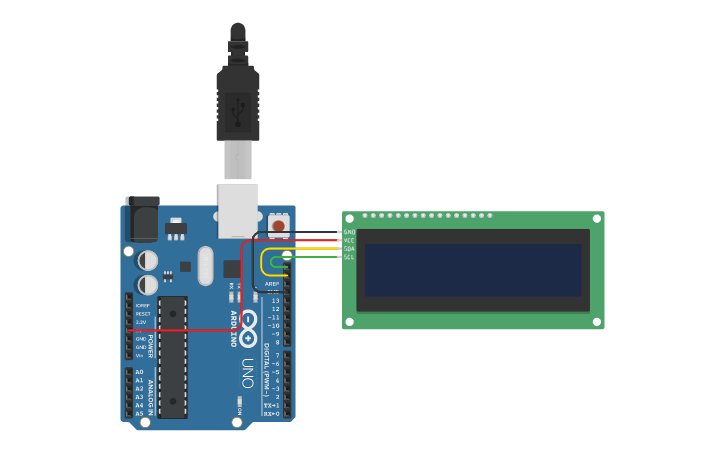 Circuit design LCD 16x2 I2C by KruRin - Tinkercad