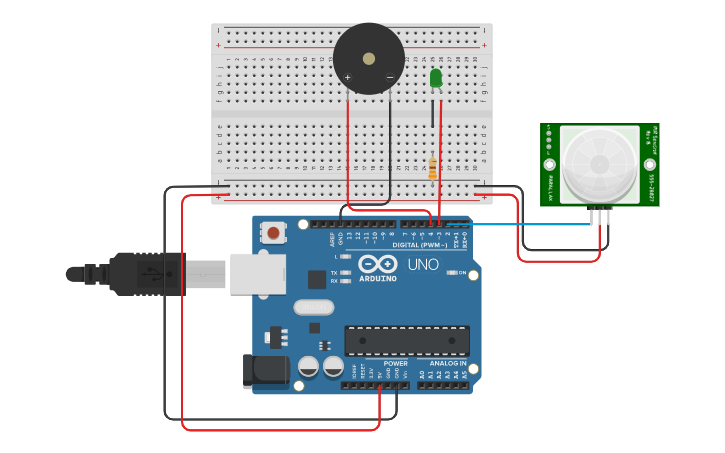 Circuit design sensor de movimiento | Tinkercad