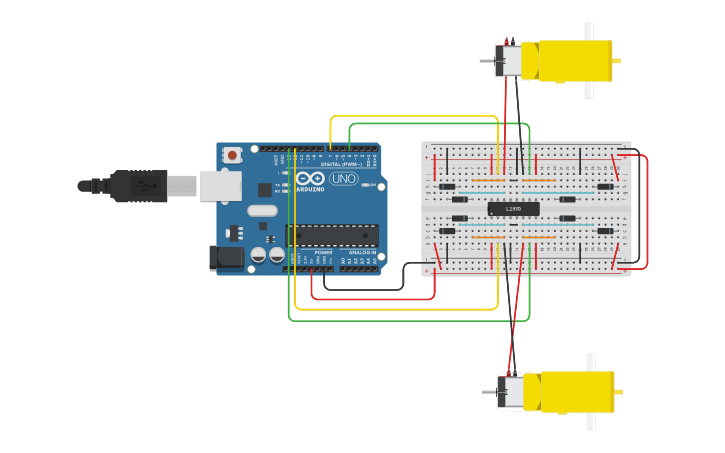 Circuit design L293D Dual DC Motors Analog | Tinkercad