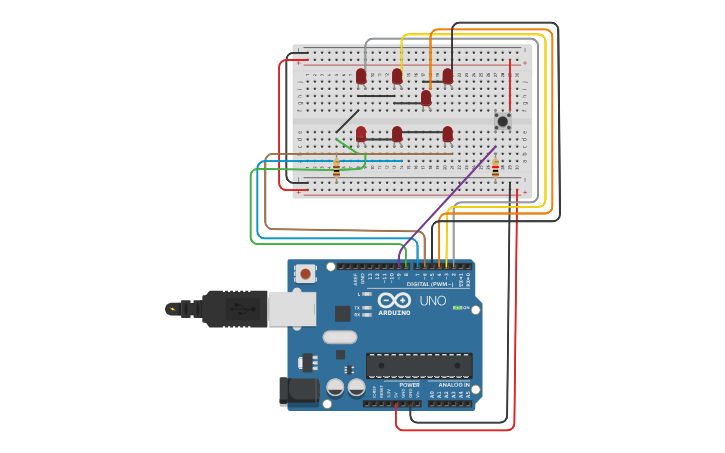 Circuit design Dado Eletronico - Tinkercad