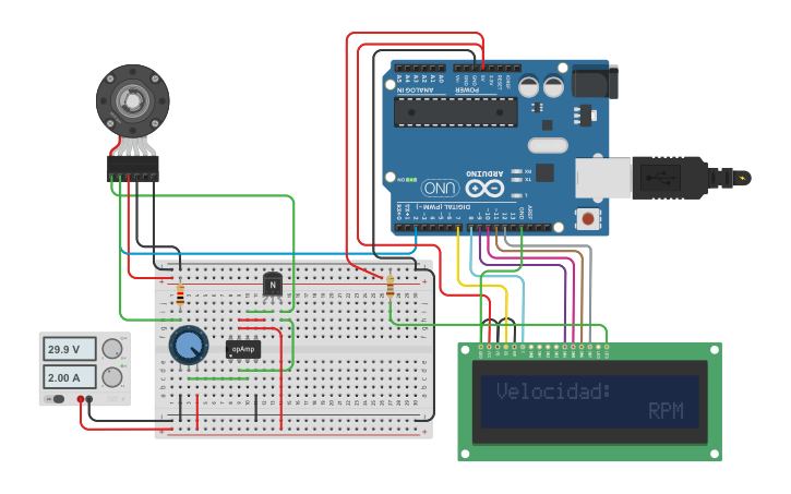 Circuit design Sensor de rpm - Tinkercad