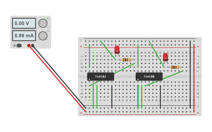 Circuit design NOR and NAND | Tinkercad
