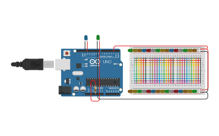 Circuit design Blinking Lights - Tinkercad