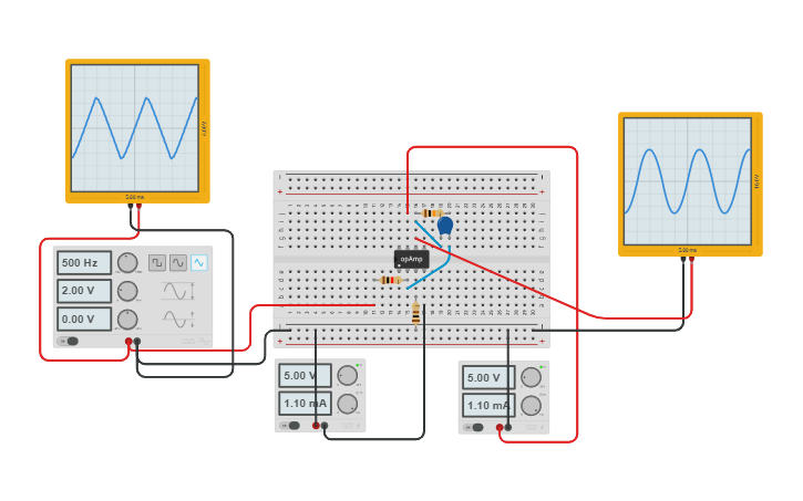 Circuit design Integrator Circuit using Op-amp | Tinkercad