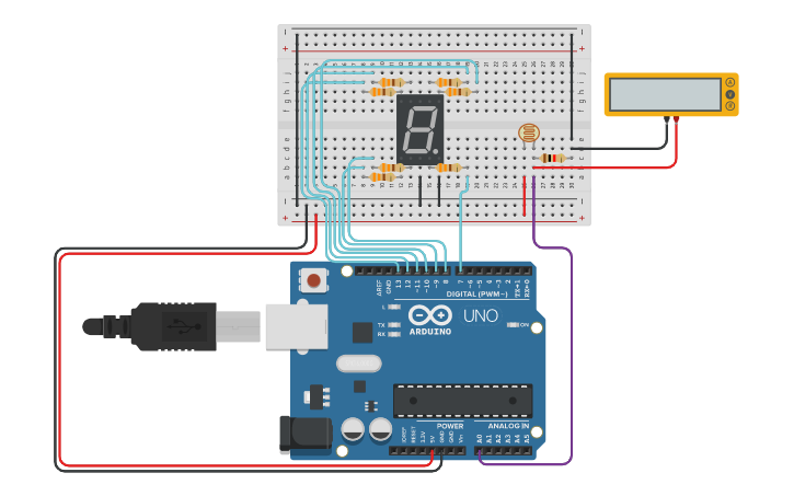 Circuit design Sensore Luce Display | Tinkercad