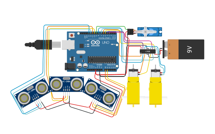 Circuit design Arduino Soccer Bot-ODREE - Tinkercad