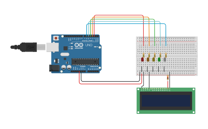 Circuit design วงจรไฟกระพริบจำนวน 5 ดวง - Tinkercad