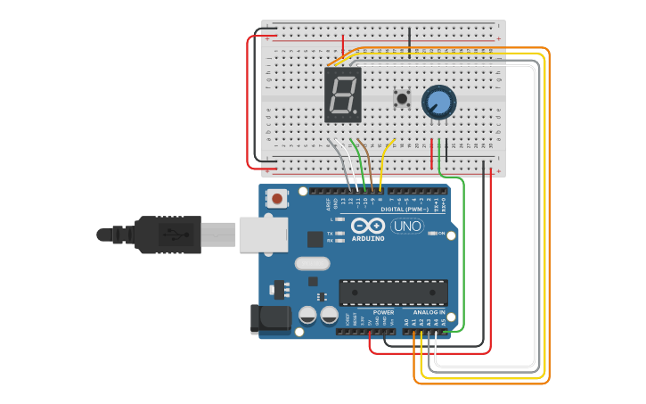 Circuit design Arduino Seven Segment - Tinkercad