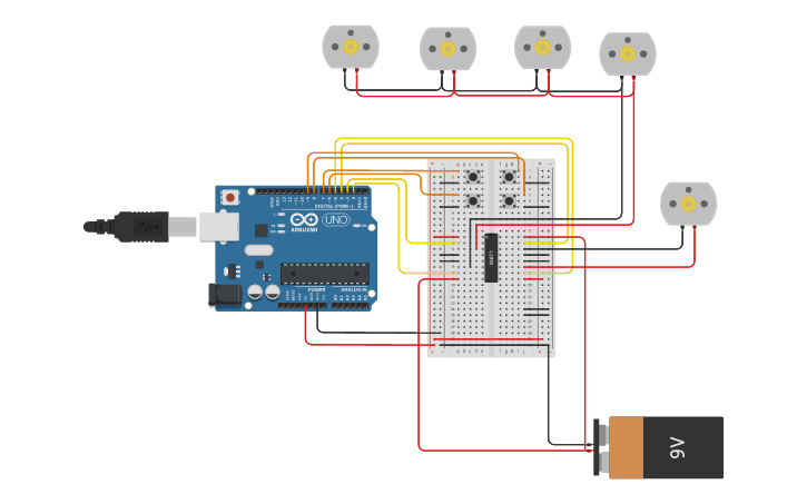 Circuit design Arduino robot circuit | Tinkercad