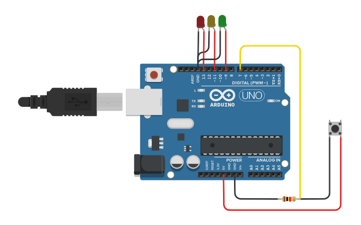 Circuit design Copy of Blinking LEDs | Tinkercad