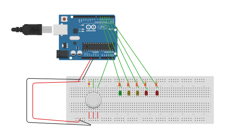 Circuit design Gas sensor - Tinkercad