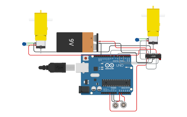 Circuit design Простой робот - Tinkercad