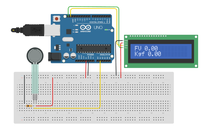 Circuit design Sensor de Força + Display LCD i2c (Kg) - Tinkercad