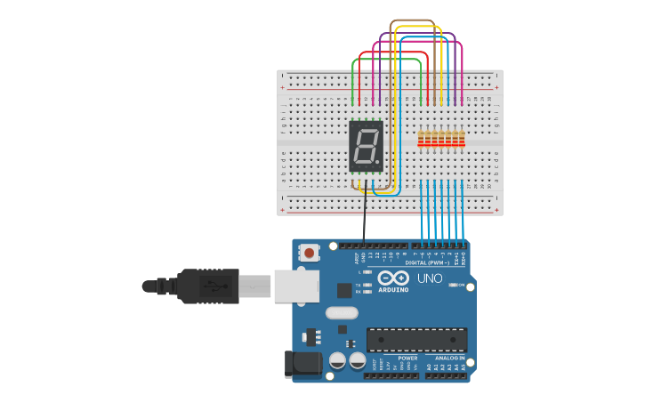 Circuit design 7 Segment - Tinkercad