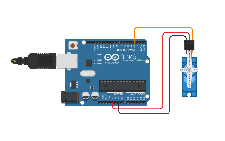 Circuit design Servomotor con Arduino - Tinkercad