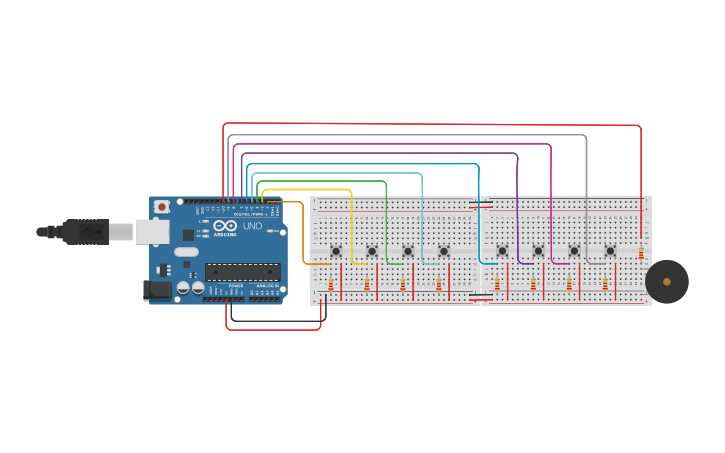 Circuit design electronic_keyboard | Tinkercad