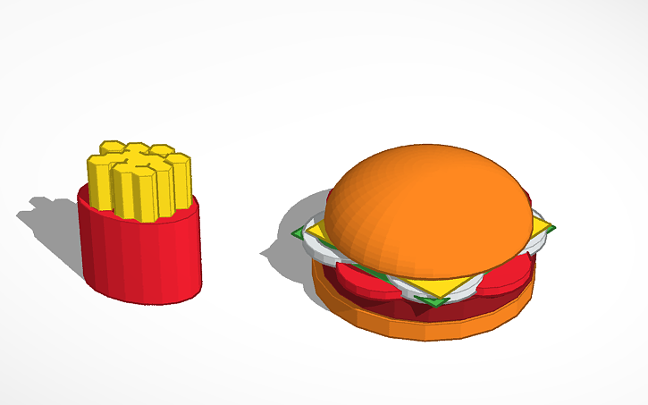 3D design bURGER AND FRENCH FRIES | Tinkercad