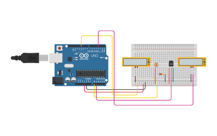 Circuit design Arduino 2 Sensir - Tinkercad