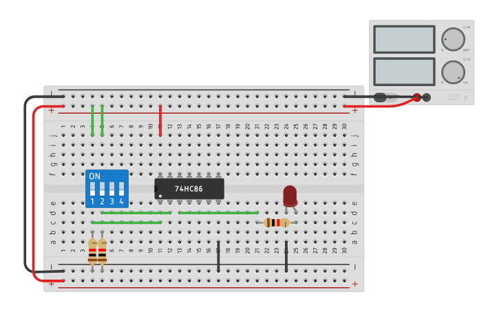 Circuit design XOR Gate | Tinkercad