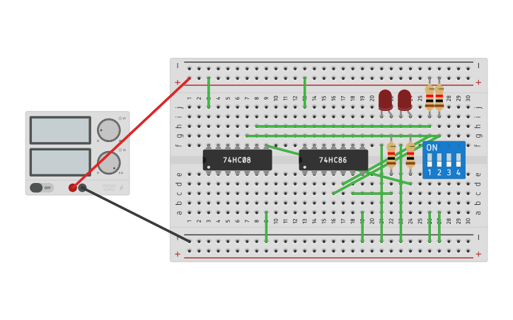 Half Adder Circuit Tinkercad